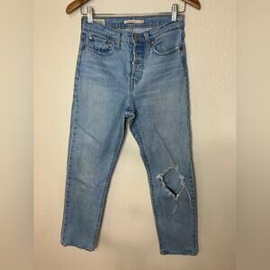 Levi’s Premium Blue Distressed Wedgie Straight Leg Button Fly Jeans 25